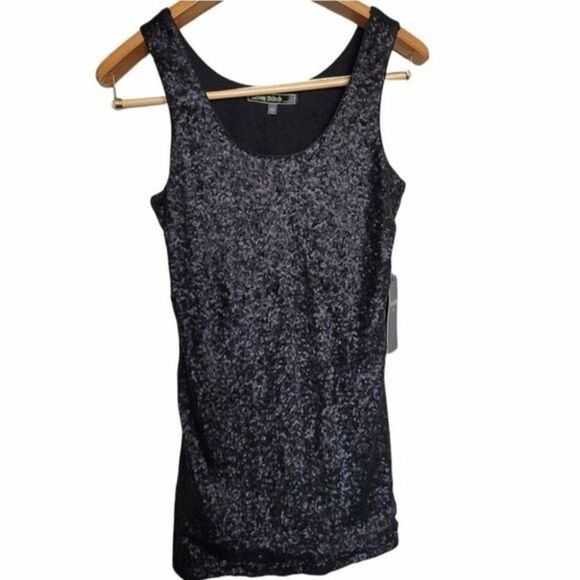 Love Stitch Black Sequin Tank Top Size Small – Sparkly Sleeveless Party Cami - Picture 7 of 7